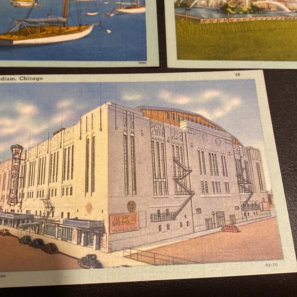 11 vintage postcards of Chicago from the 1940’s includes Comiskey Park